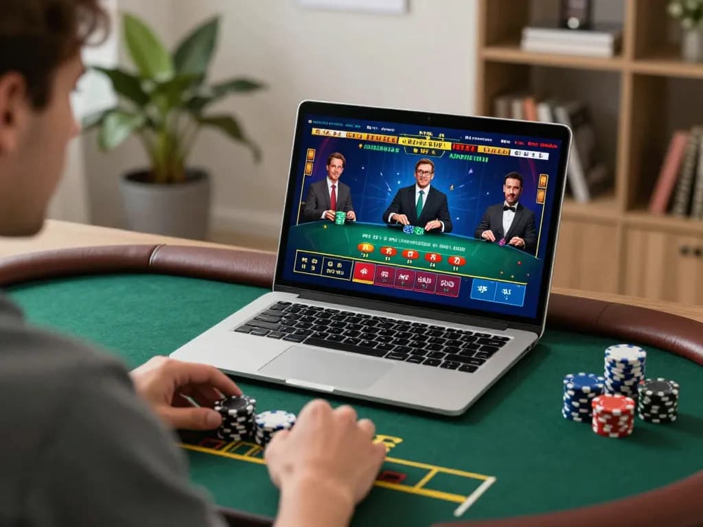 Terlibat dalam blackjack online dengan aman788 menggunakan laptop sambil menikmati pengaturan permainan yang nyaman.