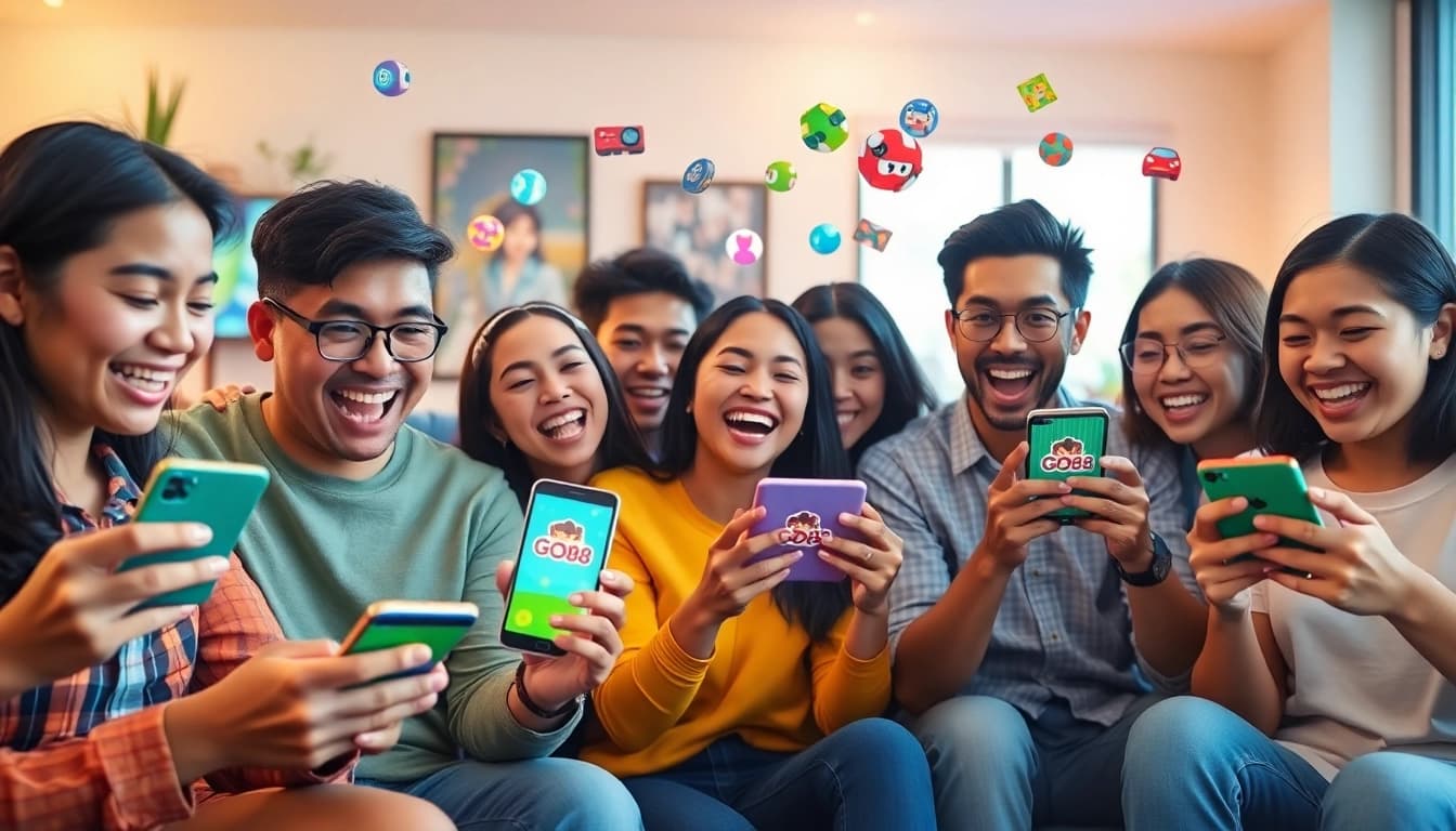 Experience Tải GO88 with diverse players enjoying engaging games on mobile devices.