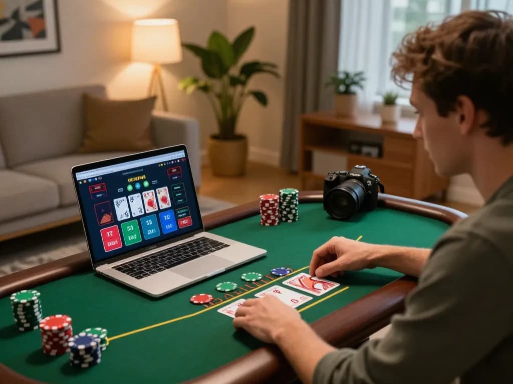 Player engages in online blackjack gaming at home using tt88 for strategic betting options