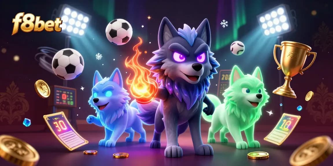 Engage with f8bet's thrilling casino experience featuring dynamic sports elements and ghostly wolves.