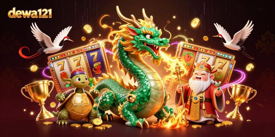 Terlibat dengan slot mendebarkan dari dewa121, menampilkan naga giok, bijak, dan bangau keberuntungan yang menerangi permainan.