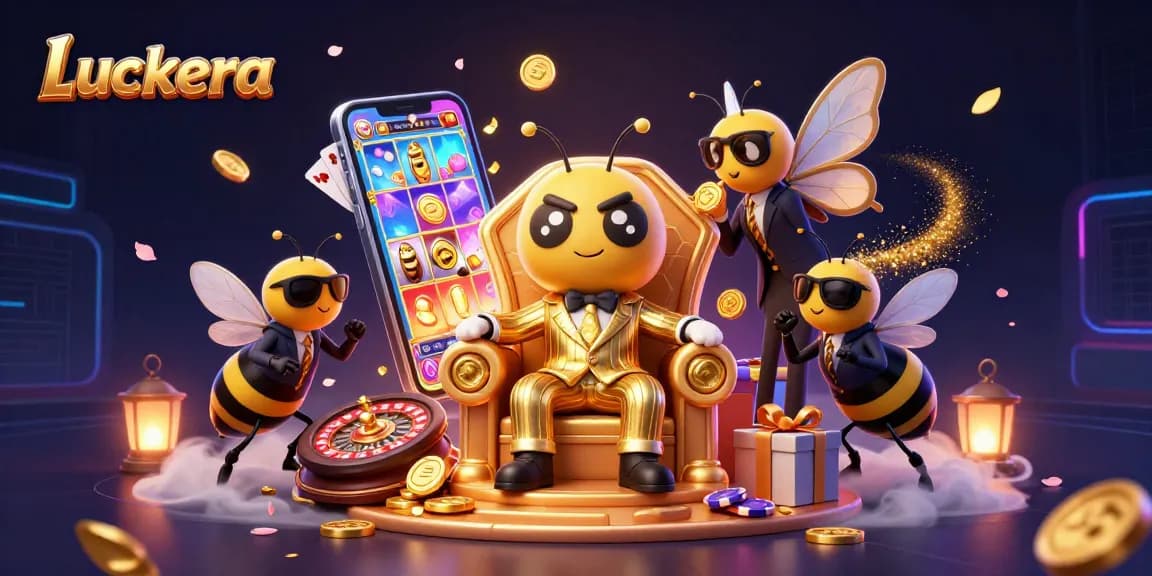 Luckera showcases a vibrant 3D casino scene with dynamic characters and thrilling game elements.
