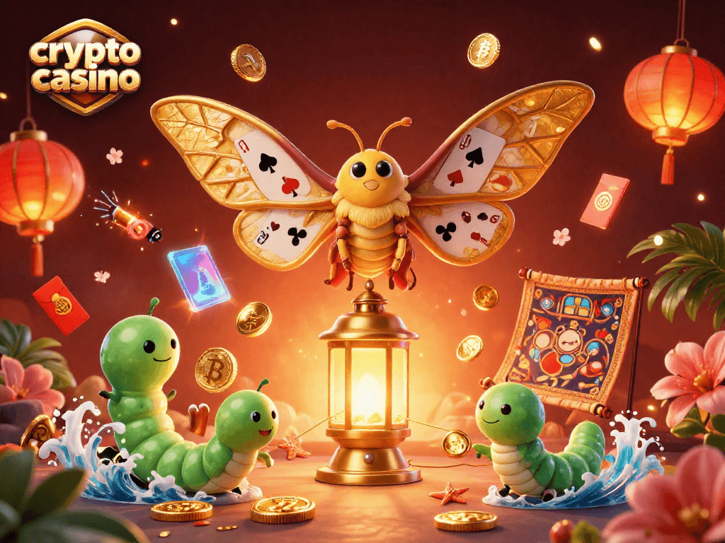 Engage in the vibrant crypto casino scene filled with dynamic elements and golden symbols.