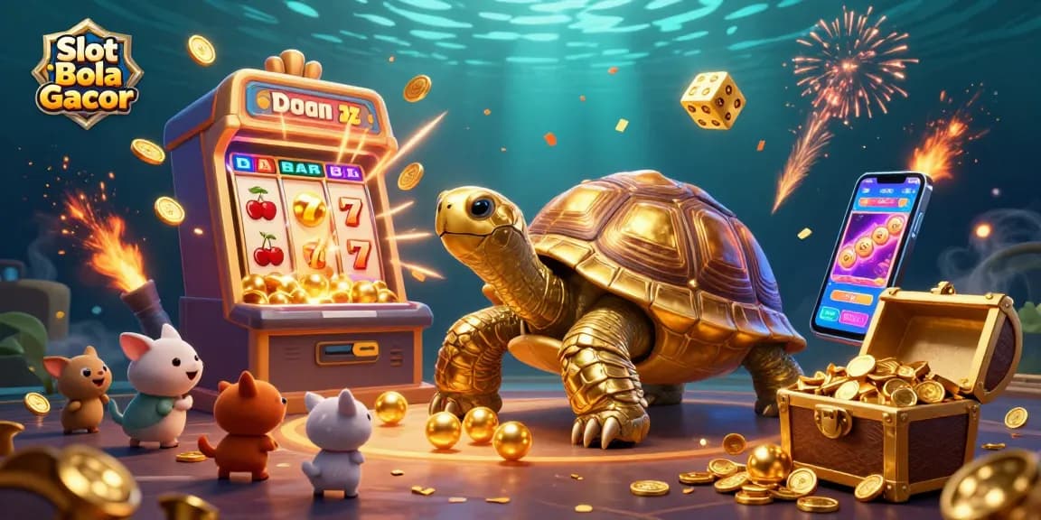 Experience the thrilling Slot Bola Gacor adventure with engaging 3D casino elements, showcasing vibrant animations and game action.