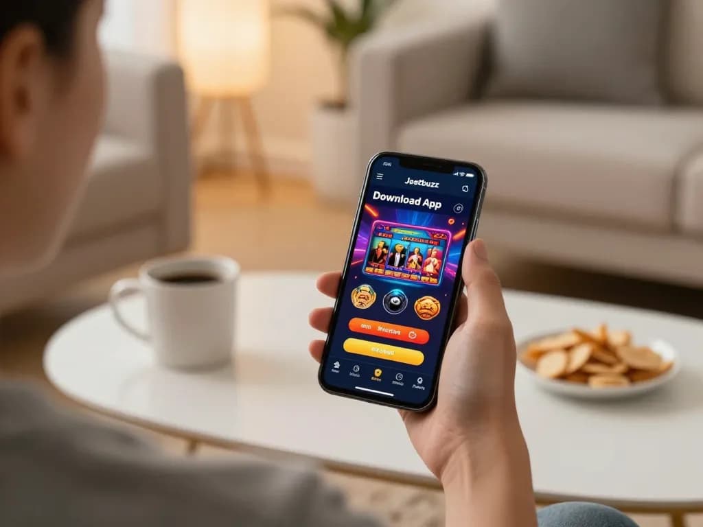 Using the Jeetbuzz Download App for mobile gambling in a cozy home setting