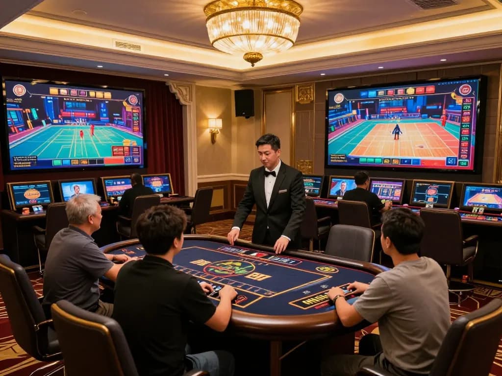 Players engaging in live dealer games at kp88, showcasing a professional gaming experience with inviting ambiance.