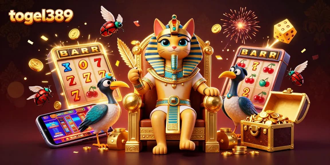 Experience the dynamic thrill of togel389 casino with a vibrant illustration featuring engaging game elements.