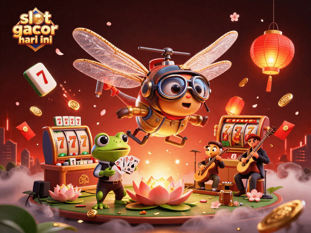 Experience winning at slot gacor hari ini with vibrant casino elements and dynamic characters.