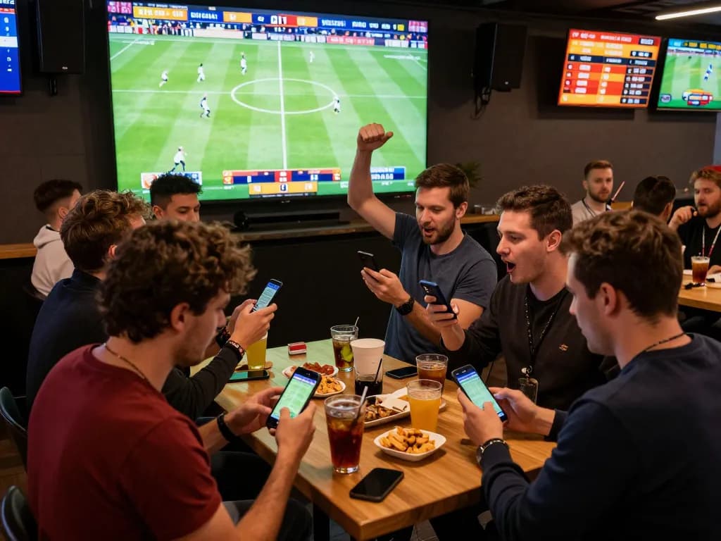 Fans placing bets on CM88 during an exciting football match, capturing the thrill of sports betting.