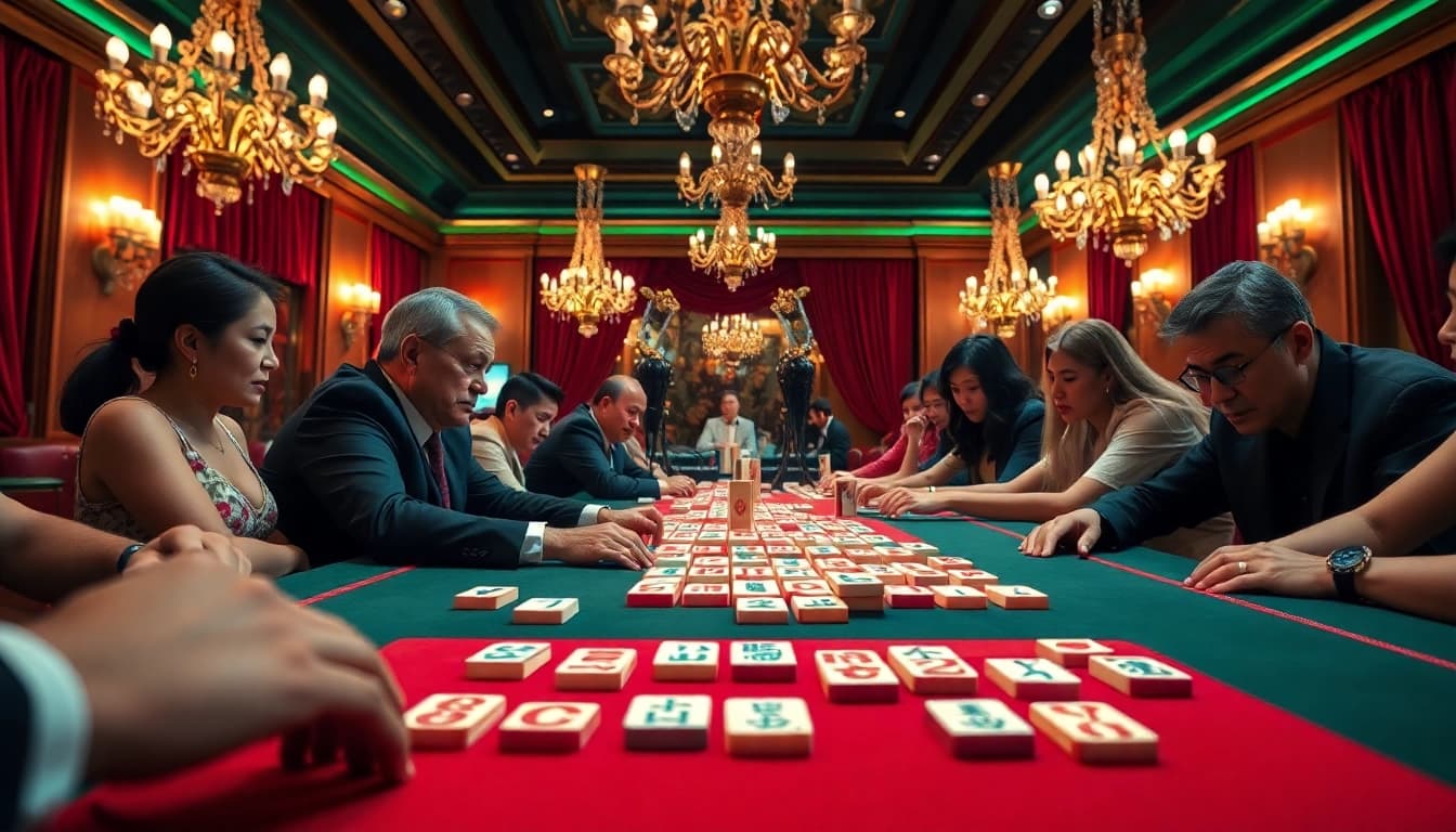 Permainan mahjong yang menyenangkan di kasino mahongtoto dengan pemain yang terlibat.