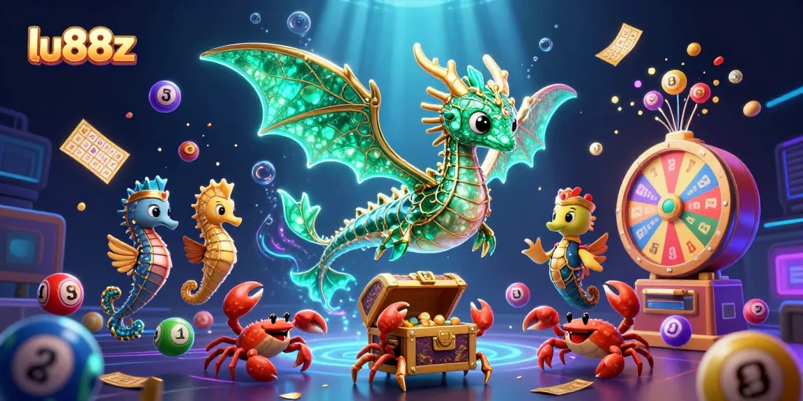 Win big with lu88z in an exciting underwater casino scene full of dynamic lottery elements.
