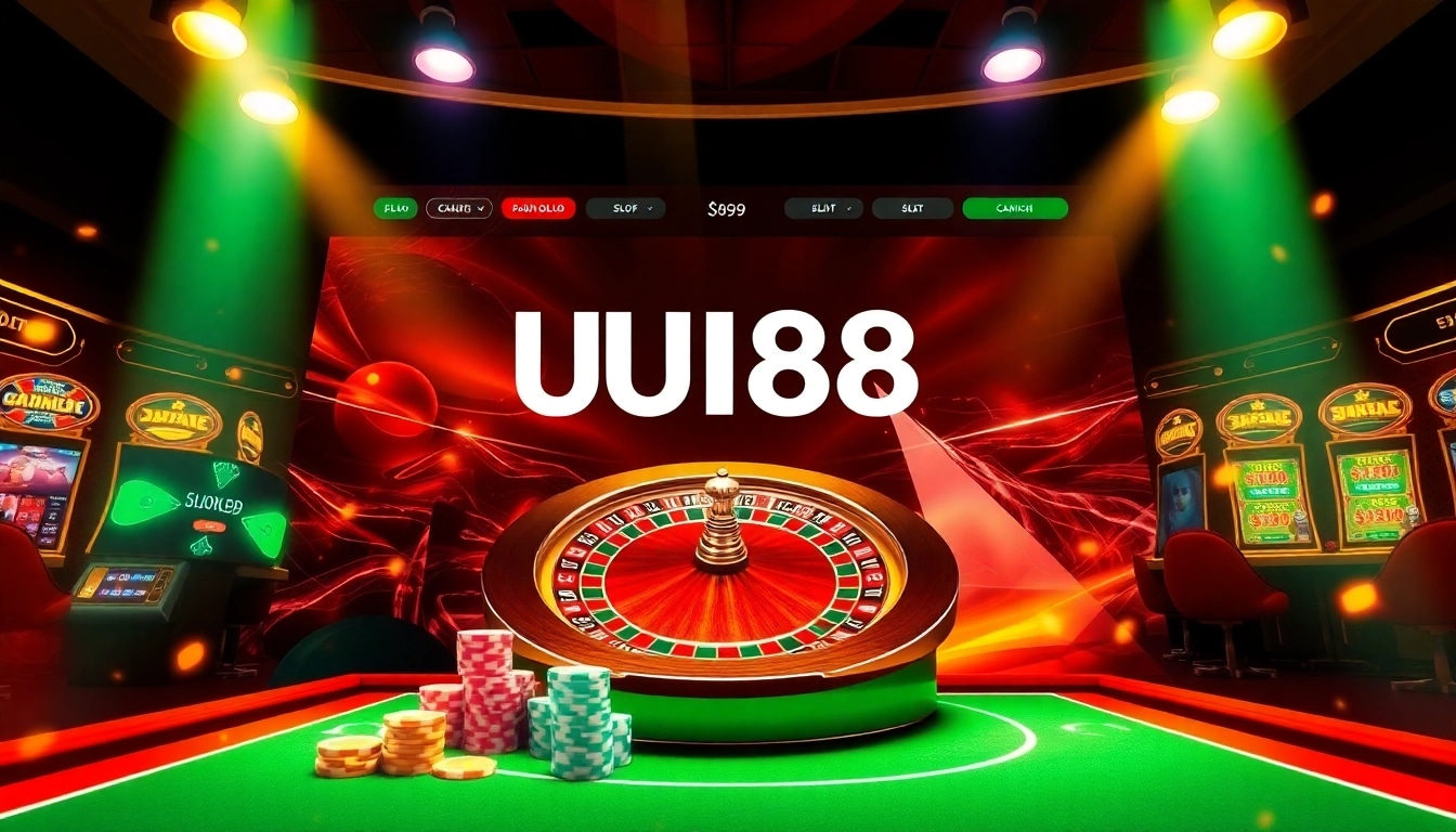 Experience the thrill of gambling with UU88's vibrant online casino interface filled with excitement.