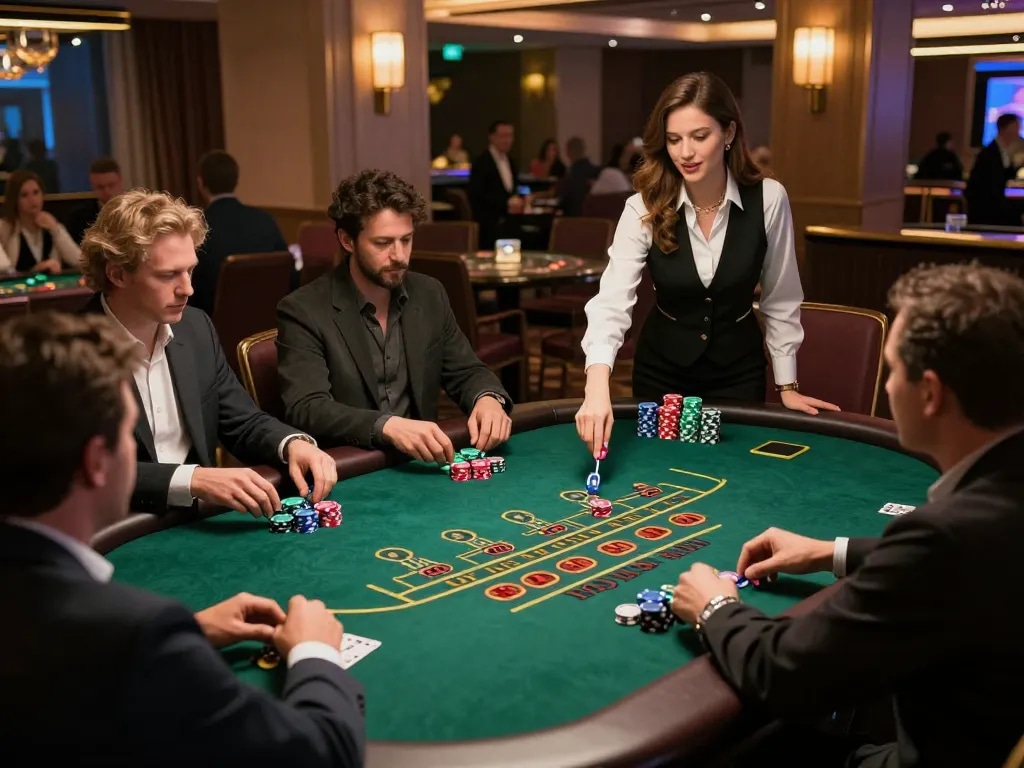 Experience thrilling gameplay at HZ88 with players at live dealer blackjack table, immersed in strategy and excitement.