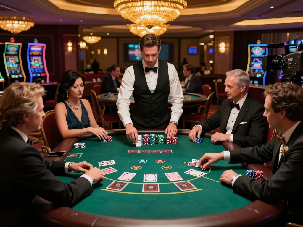 Engaged players participating in a high-stakes blackjack game at the MM88 casino table.