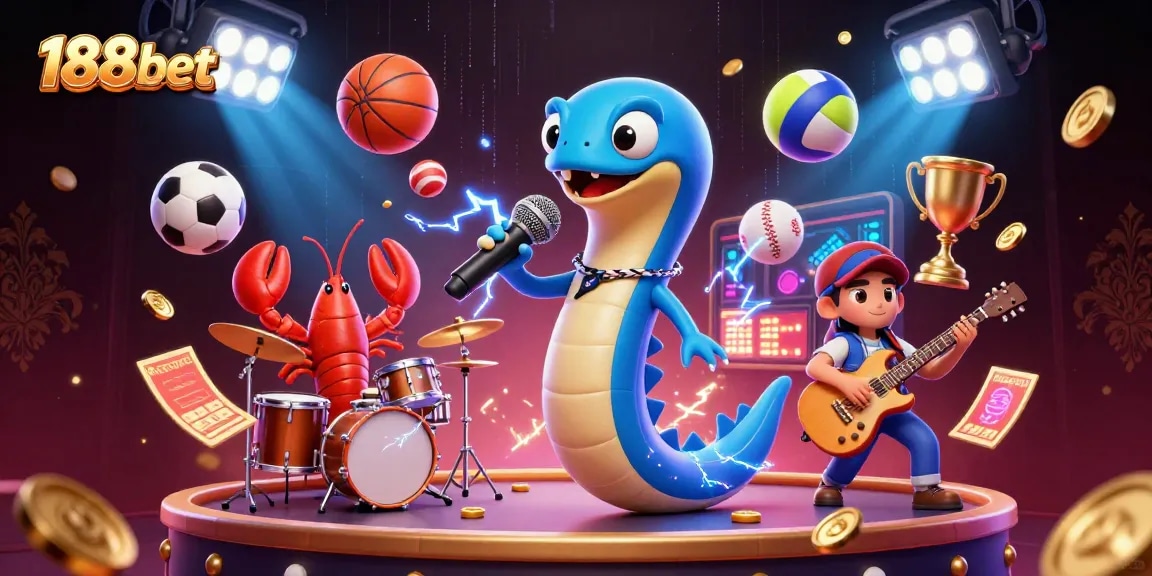188bet offers exciting sports betting action in a dynamic underwater casino setting featuring vibrant characters.
