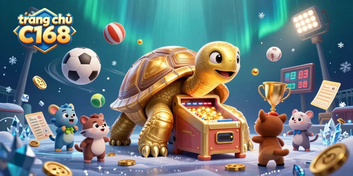 Experience thrilling gaming action with the colossal golden tortoise at trang chủ C168, featuring dynamic sports elements.