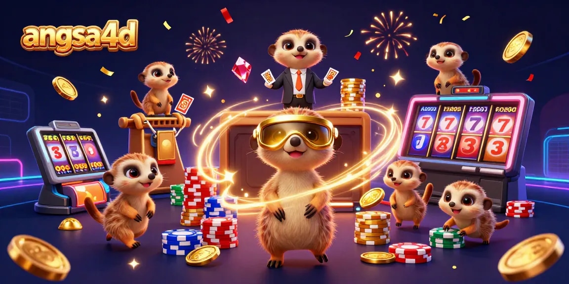 Experience the thrill of angsa4d with a vibrant casino scene featuring playful meerkats in action.