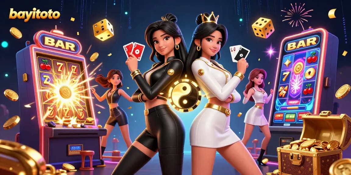 Experience bayitoto's excitement with twin Asian women engaging in vibrant casino action.