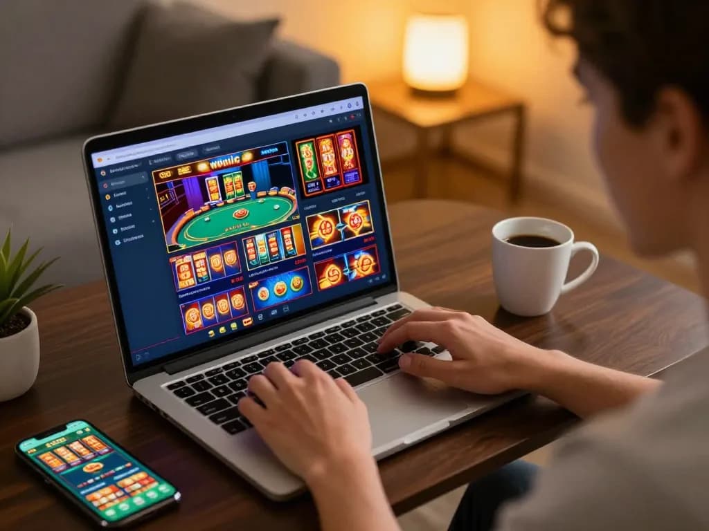 Play thrilling games at 78win online casino in a cozy home setup.