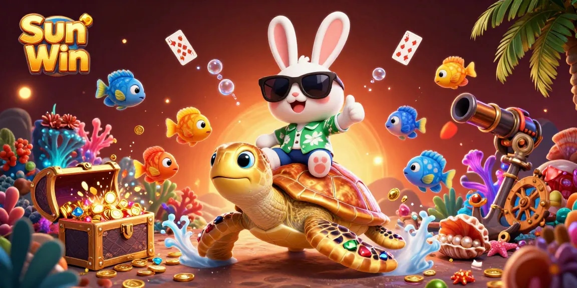 Experience the thrill of winning at Sun Win with a vibrant 3D scene featuring luck and adventure.
