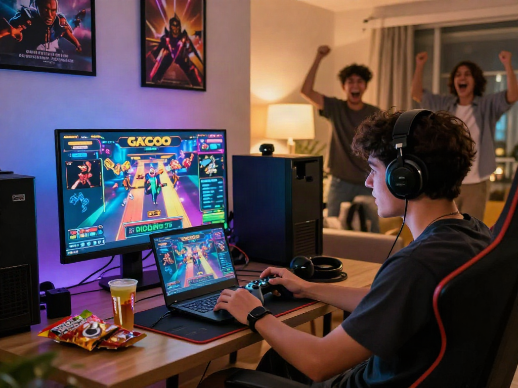 Exciting gaming atmosphere showcasing slot gacor gameplay with vibrant visuals and engaging setup