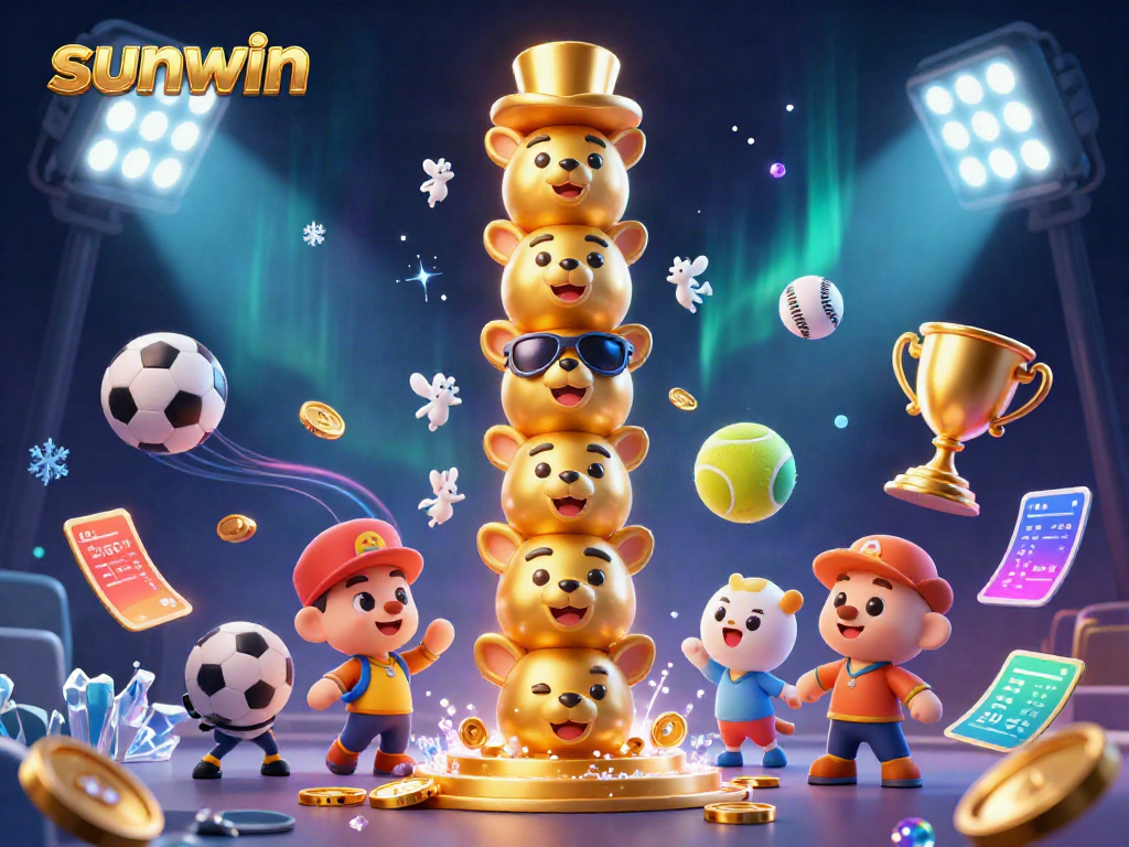Experience the excitement of sunwin with vibrant sports and casino elements in a dynamic scene.