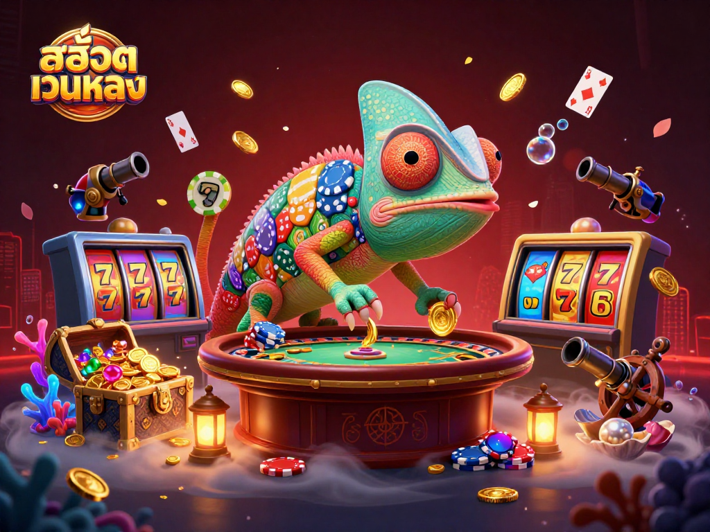 Engage in thrilling gameplay with สล็อตเว็บตรง while enjoying vibrant casino scenes featuring colorful slot reels.