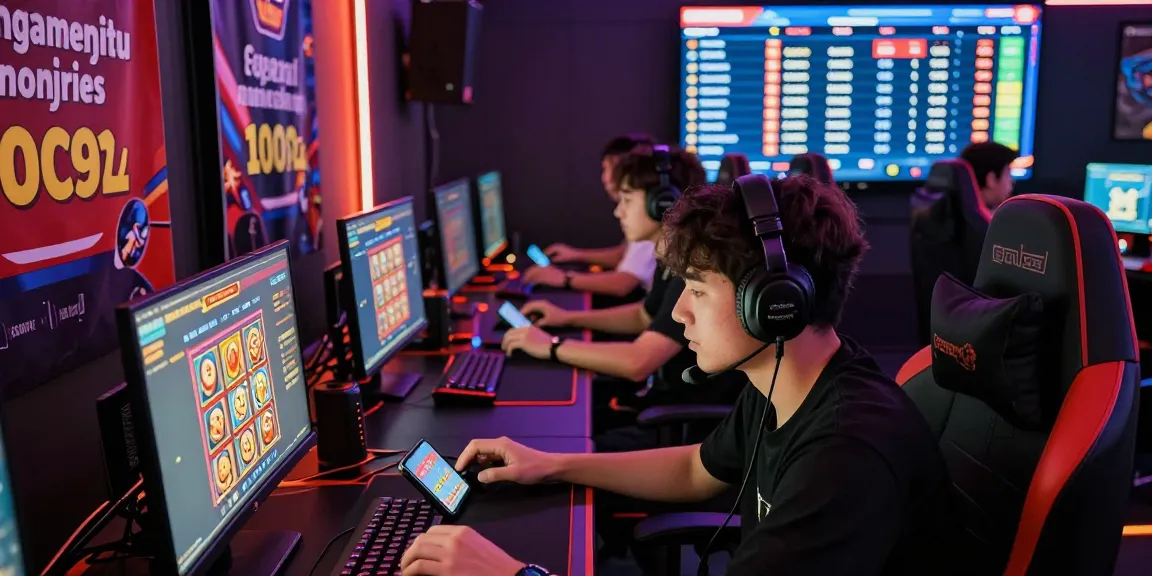 Diverse gamers enjoying ngamenjitu online lottery with vibrant user interfaces and gaming paraphernalia.