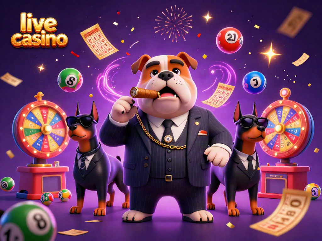 Experience the thrill of a live casino with dynamic characters and gaming elements in this vibrant 3D illustration.