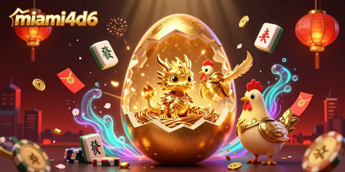 Engage with miami4d6's exciting online casino featuring a golden baby dragon and poker chips.
