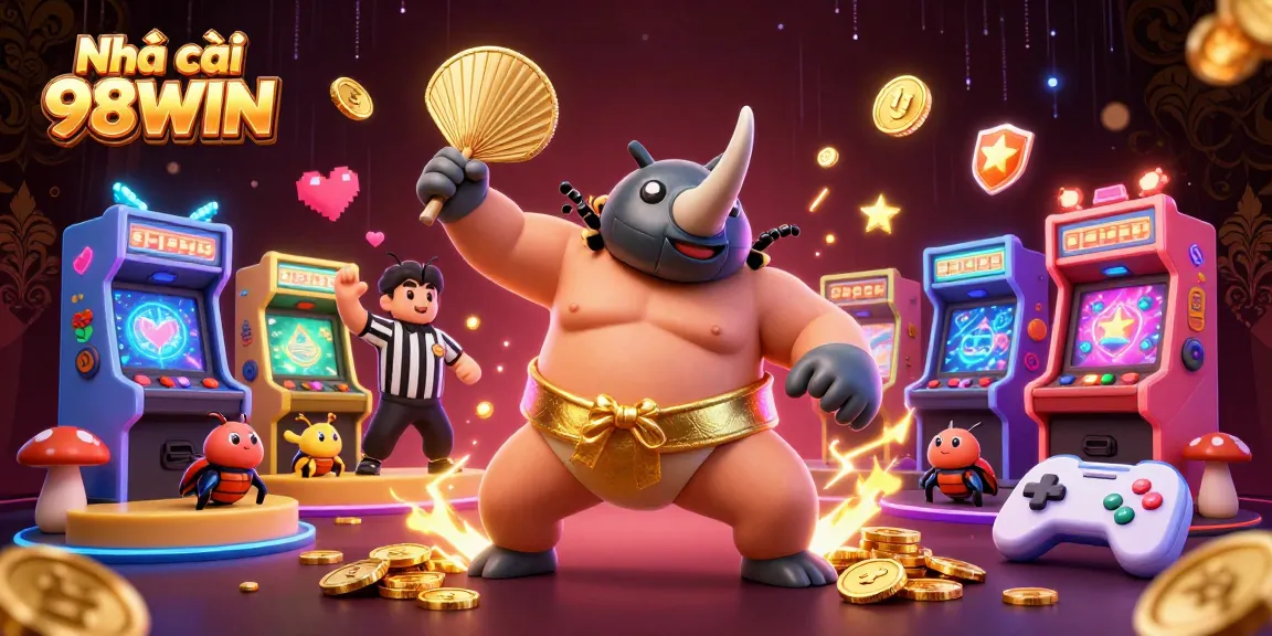 Experience thrilling gameplay at Nhà cái 98WIN with dynamic casino elements and vibrant characters.