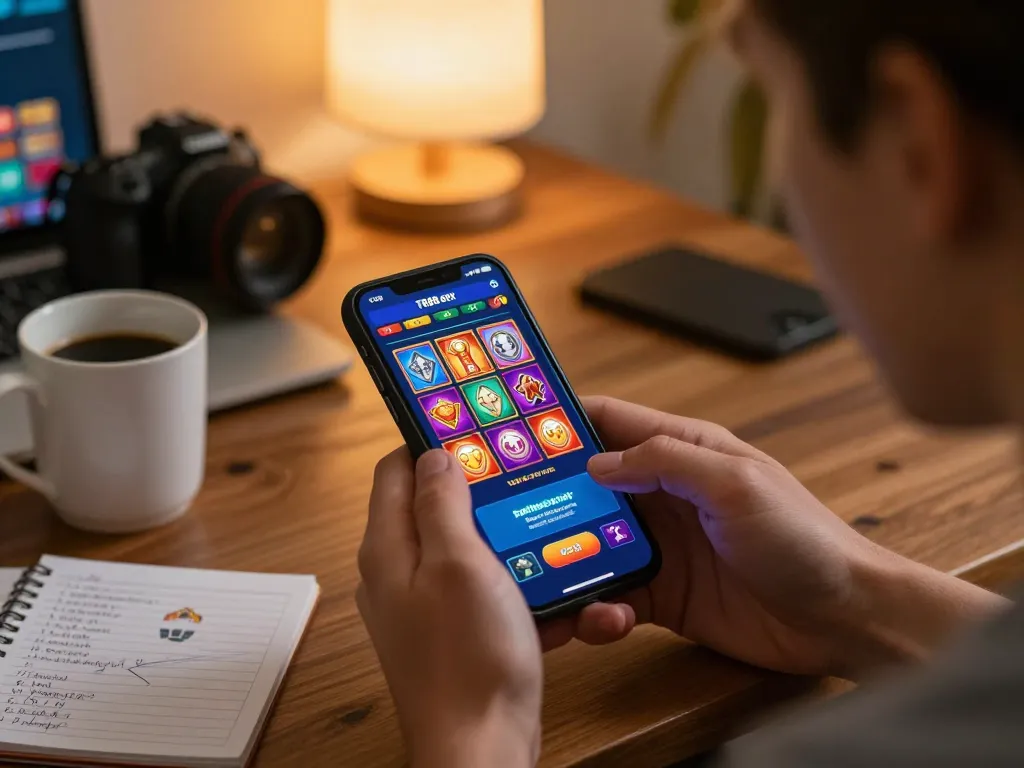 Engaging with TR88 apk on a smartphone for mobile casino gaming with vibrant visuals