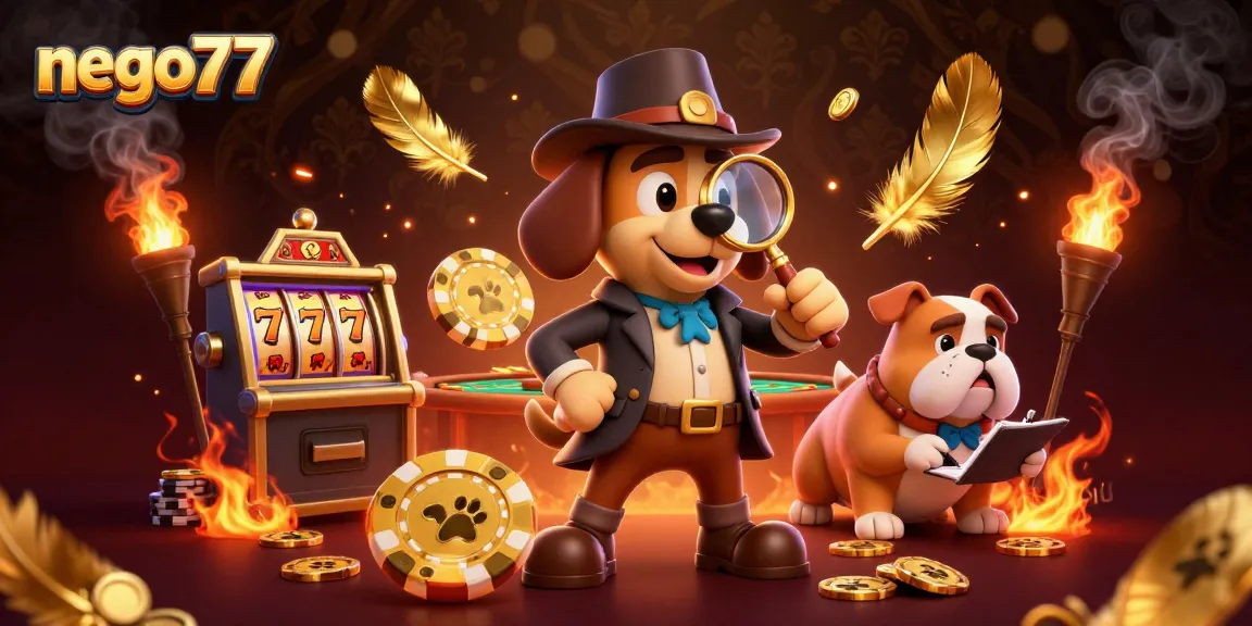 Nego77 engages in high-stakes poker, revealing a golden chip clue in a thrilling casino scene.