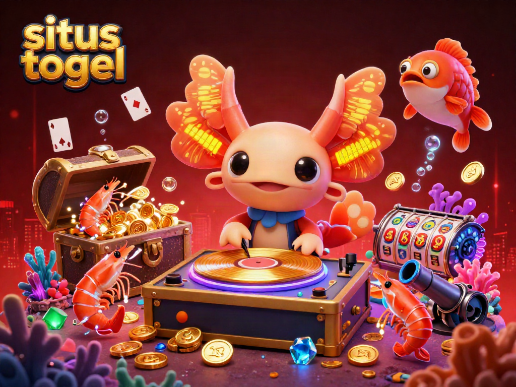 Situs togel engages players with vibrant underwater casino dynamics featuring lively axolotl DJ and shrimp dancers.