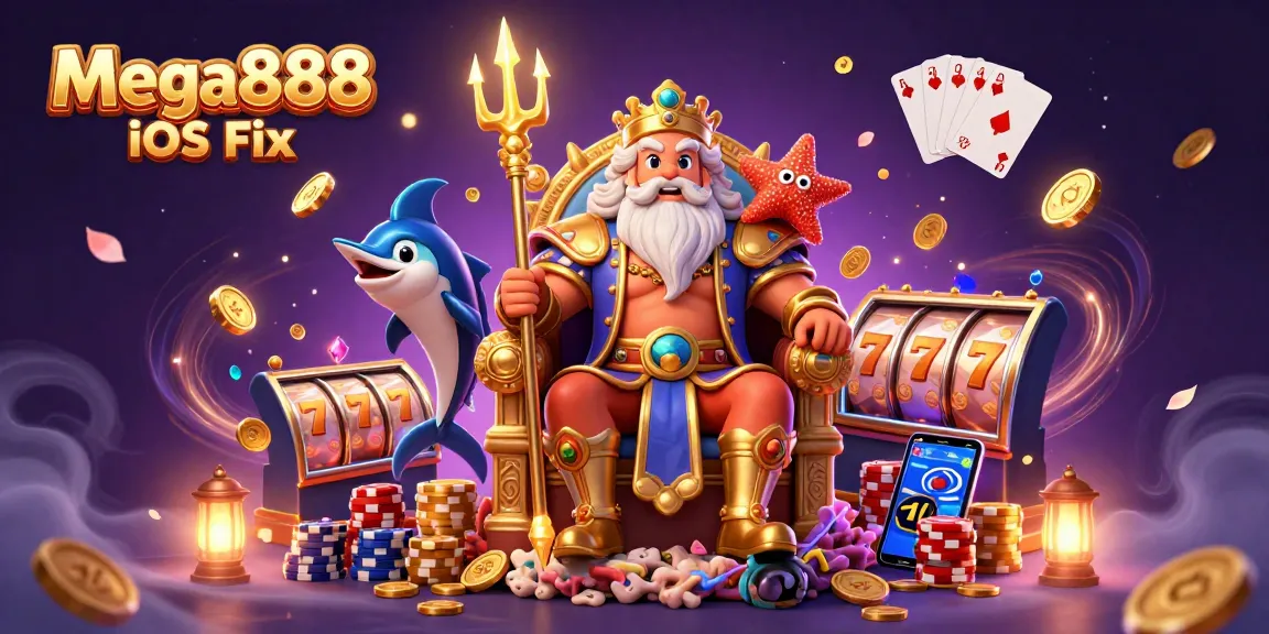 Experience the Mega888 iOS Fix with vibrant slot games, cascading coins, and enchanting visuals.