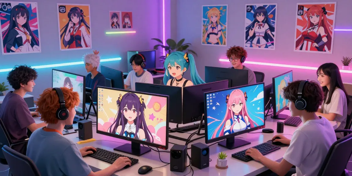 Engaging users in ai hentai chat interactions with vibrant anime characters in a digital setting.