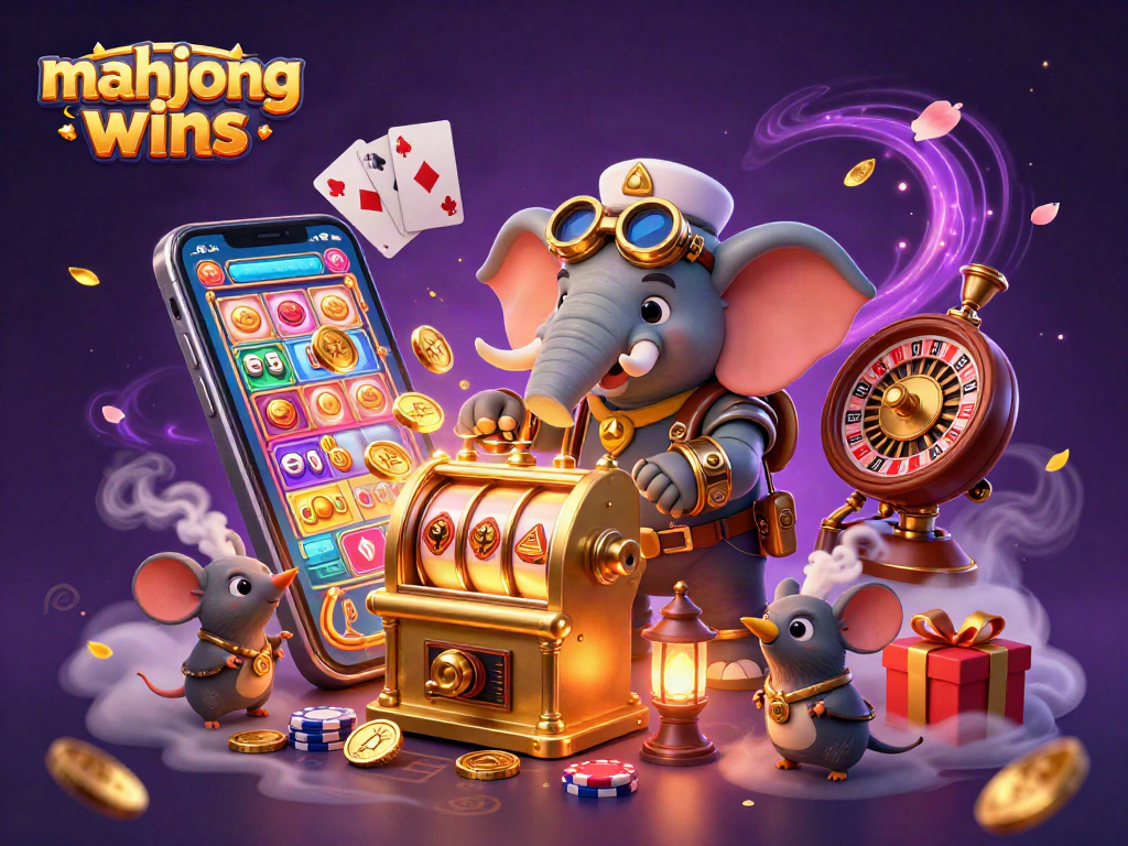 Experience mahjong wins with a steampunk elephant and vibrant symbols of fortune.