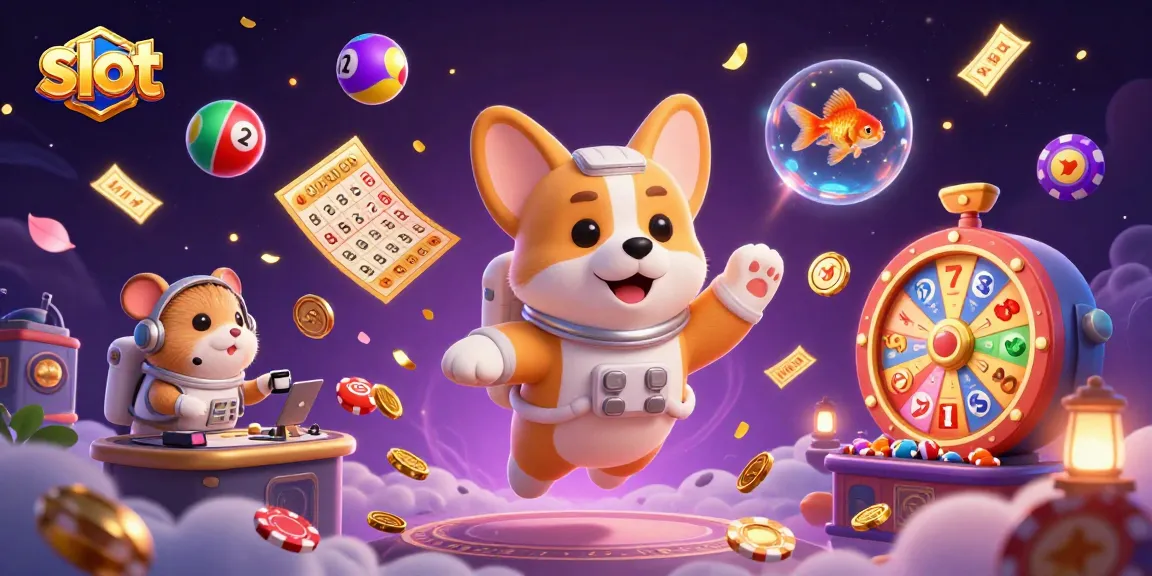 Experience thrilling slot adventures with floating characters and vibrant elements in this casino scene.