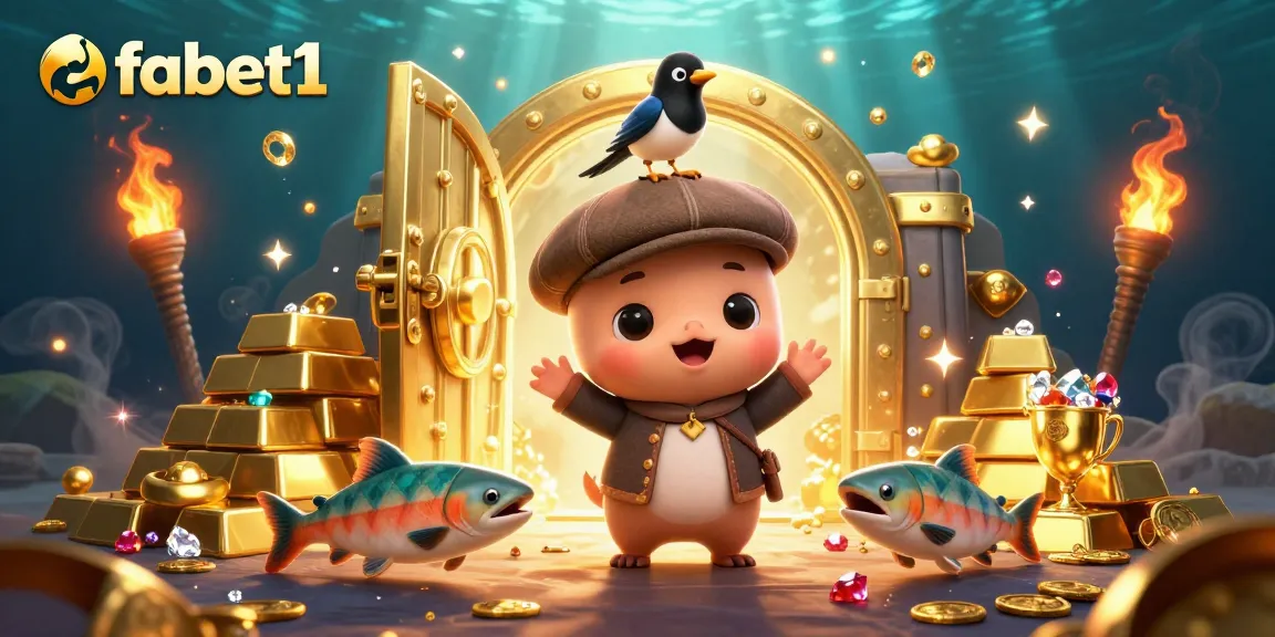Experience the fabet1 excitement with playful characters and gold treasures in this captivating scene.