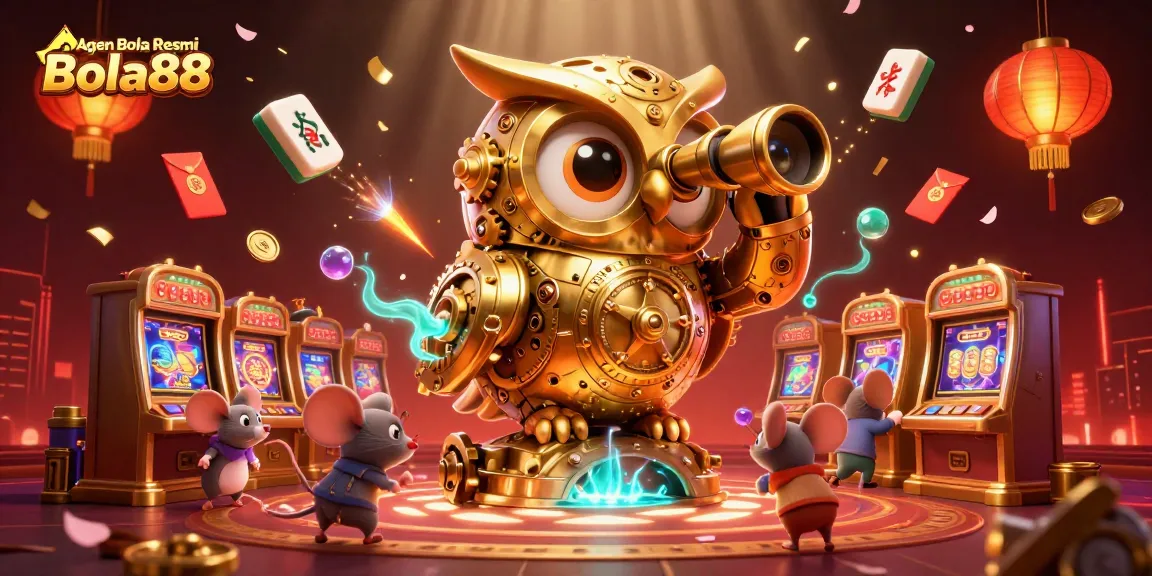 Experience thrilling gameplay with Agen Bola Resmi Bola88 featuring golden owl and dynamic casino elements.