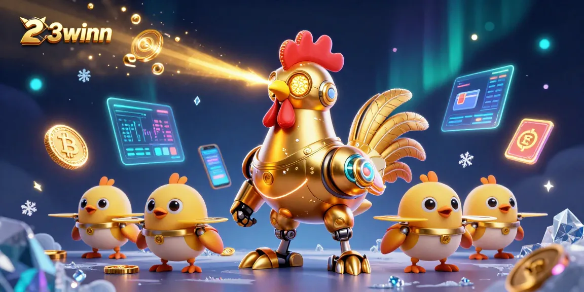 23winn invites you to experience thrilling gameplay surrounded by 3D golden rooster robots and cryptocurrency.