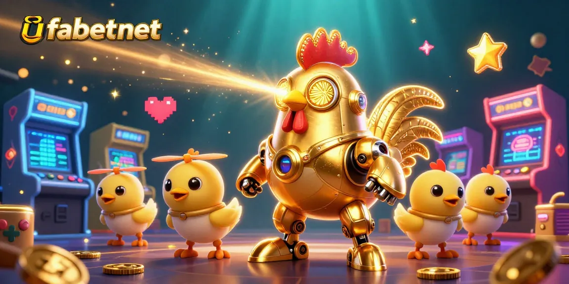 Engage with ufabetnet by spinning colorful 3D arcade machines in a vibrant gambling scene.