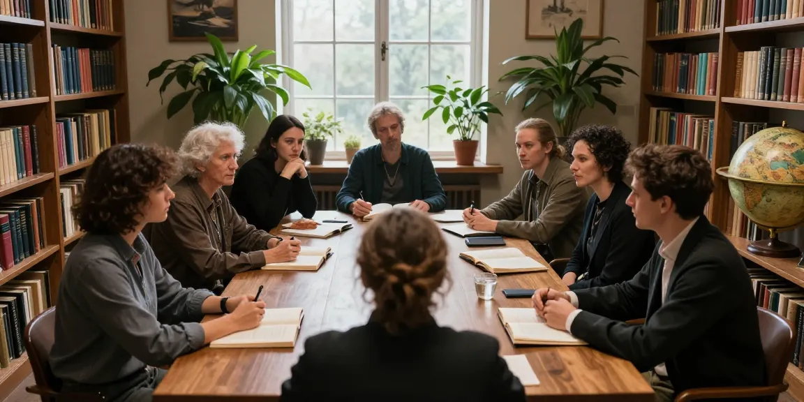 Engaging discussion about spirituality and UFO phenomena at https://tallengreenfield.com in a serene library