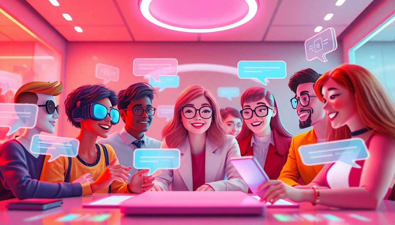 Interactive spicychat experience with diverse AI characters in a vibrant digital environment.