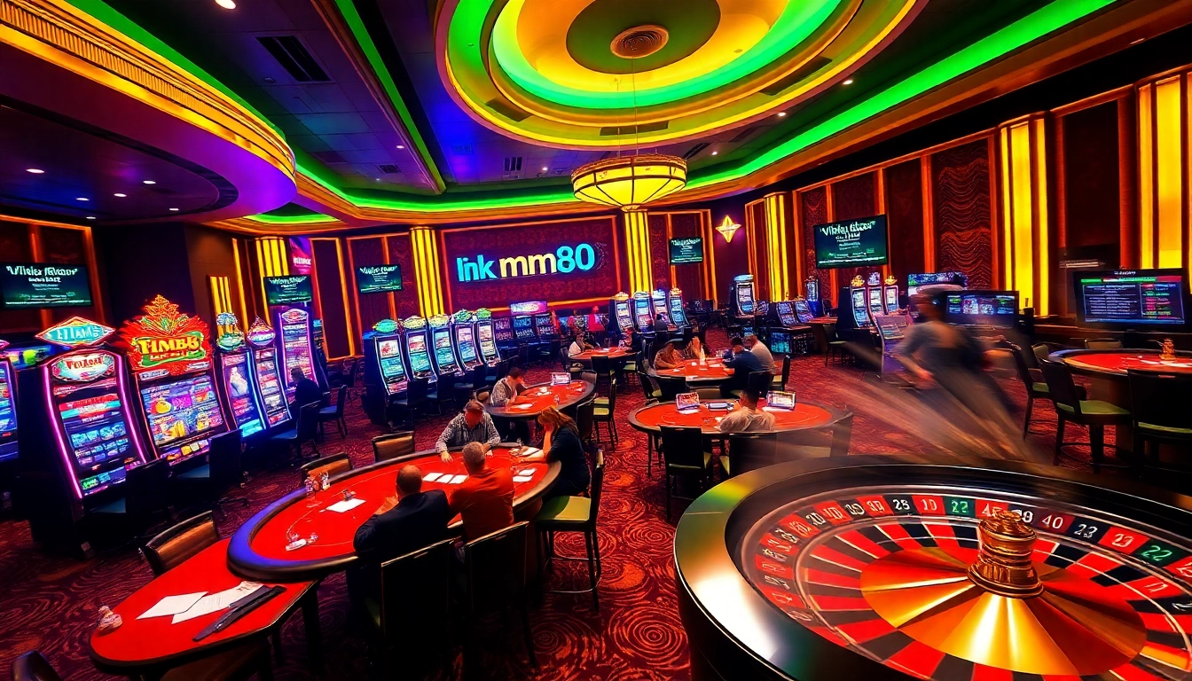 Experience thrilling gambling action at MM88 with poker games and vibrant casino elements.