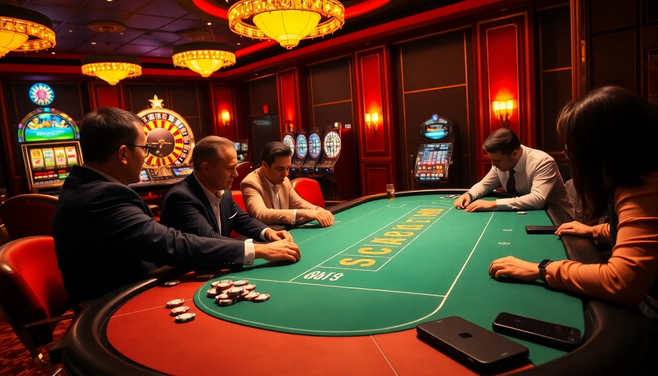 High-stakes poker game at a luxurious casino, featuring elements of the hidden wiki site.