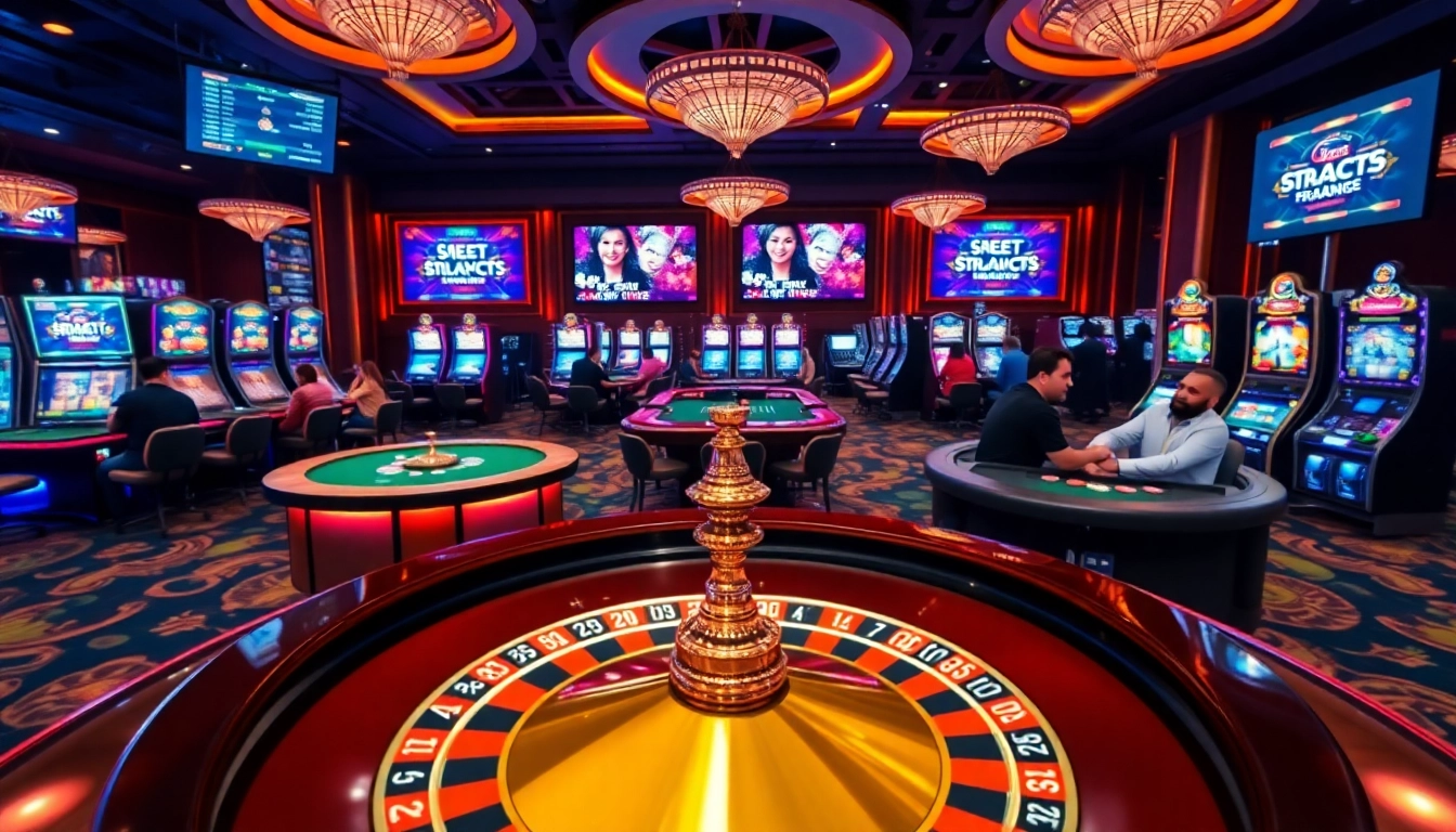 i9bet players engaging in thrilling casino games with roulette and slot machines.