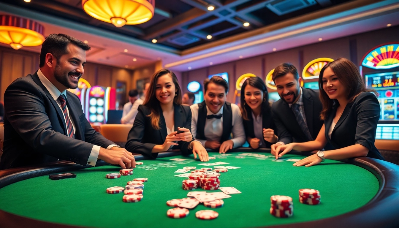 Players celebrating their big win at a casino table, embodying the excitement of 23 win in gambling.