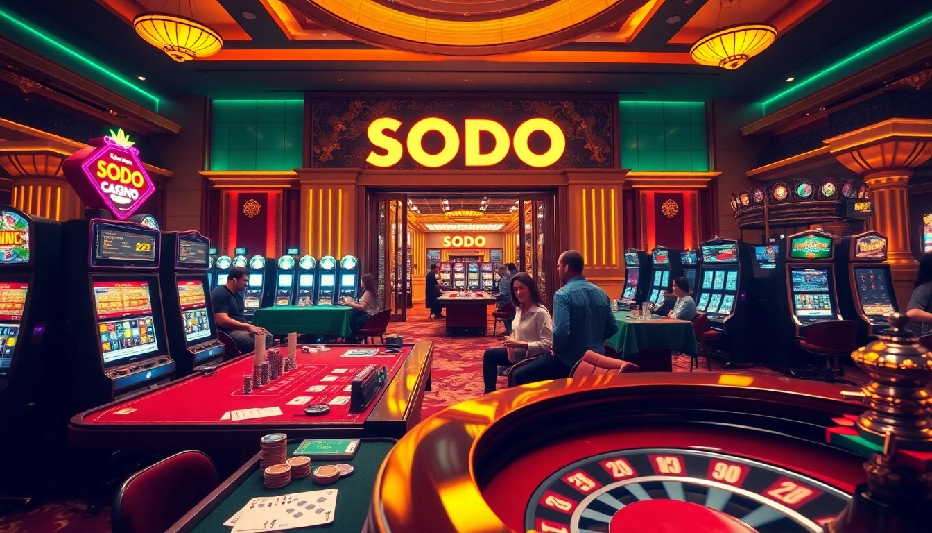 Experience the thrill of SODO CASINO with vibrant gaming tables and exciting slot machines.