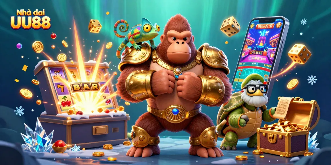 Spin and win at Nhà cái UU88 with 3D characters, slot machines, and an explosion of casino excitement.